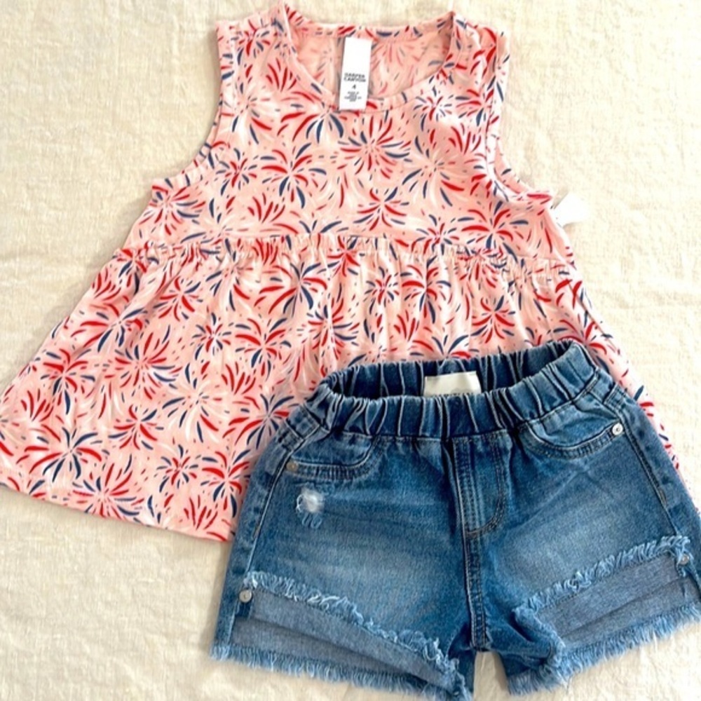 Harper Canyon NWT firework peplum tank new! Bundled with Habitual NWOT shorts 4t
